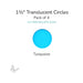 Precut translucent turquoise circle glass shape, 1.5 inch diameter, COE90 fusible glass for kiln forming and mosaics.
