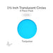 Precut translucent turquoise circle glass shape, 1.5 inch diameter, COE90 fusible glass for kiln forming and mosaics.