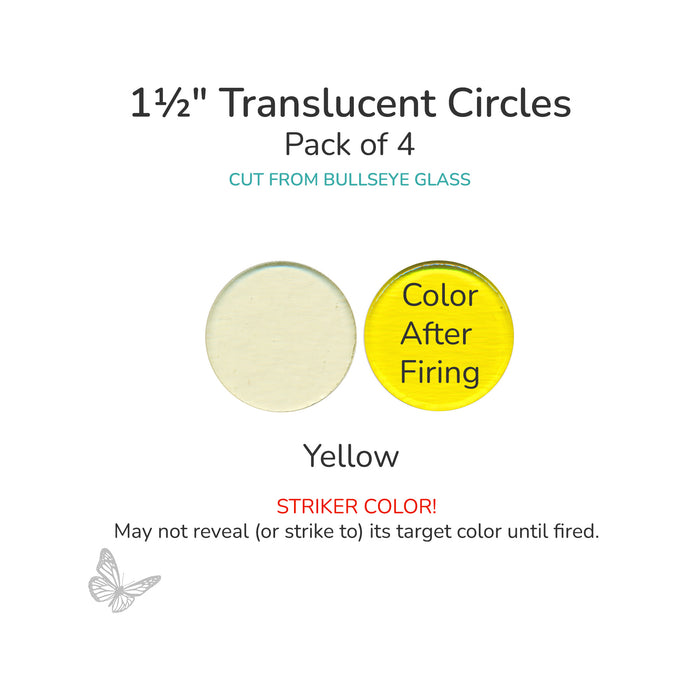 Precut translucent yellow circle glass shape, 1.5 inch diameter, COE90 fusible glass for kiln forming and mosaics.
