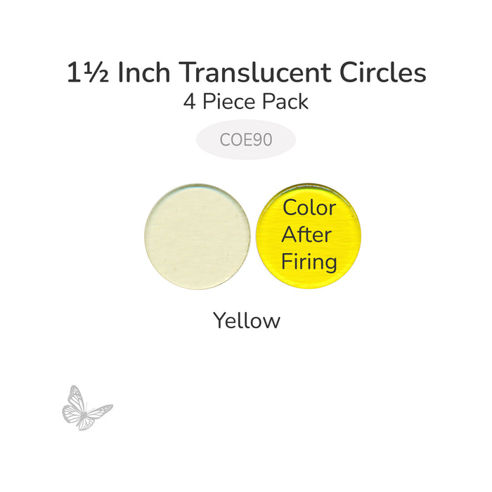 Precut translucent yellow circle glass shape, 1.5 inch diameter, COE90 fusible glass for kiln forming and mosaics.