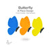 Butterfly 4-piece glass design available in multiple colors, COE90