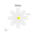 Precut Bullseye COE90 daisy design with white petal shapes and a yellow round center