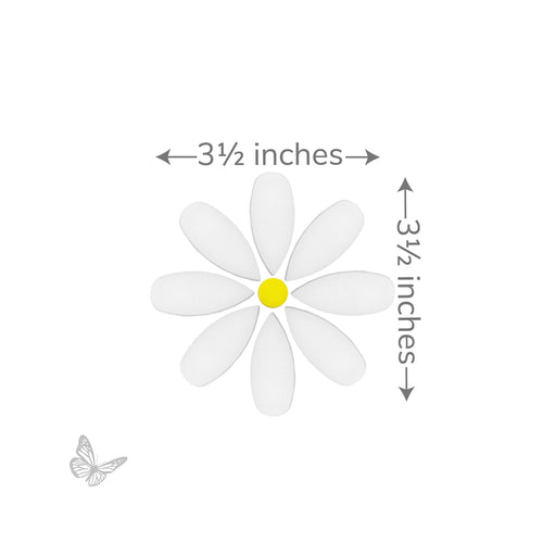 Daisy glass design layout showing approximate 3.5 inch diameter measurement
