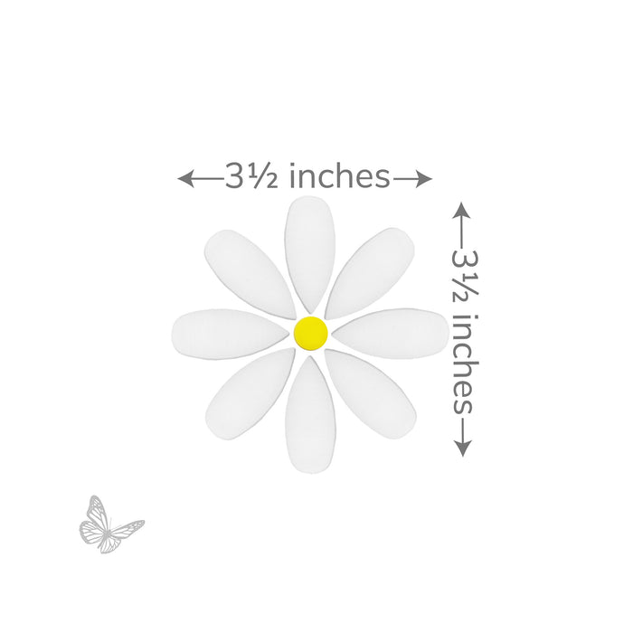 Daisy glass design layout showing approximate 3.5 inch diameter measurement