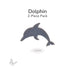 Bullseye COE90 dolphin glass shape shown on white background, 2-piece pack