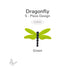 Green dragonfly precut glass design made from five pieces, labeled COE90, shown on a white background.