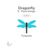 Turquoise blue dragonfly precut glass design made from five pieces, labeled COE90, shown on a white background.