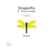 Yellow dragonfly precut glass design made from five pieces, labeled COE90, shown on a white background.