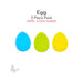 Egg glass shapes 3 piece pack in blue, spring green, and canary yellow labeled COE90