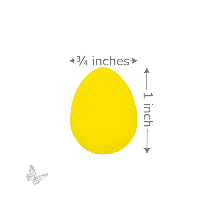 Single canary yellow egg-shaped glass piece with size dimensions labeled 1 inch tall by 3/4 inch wide.