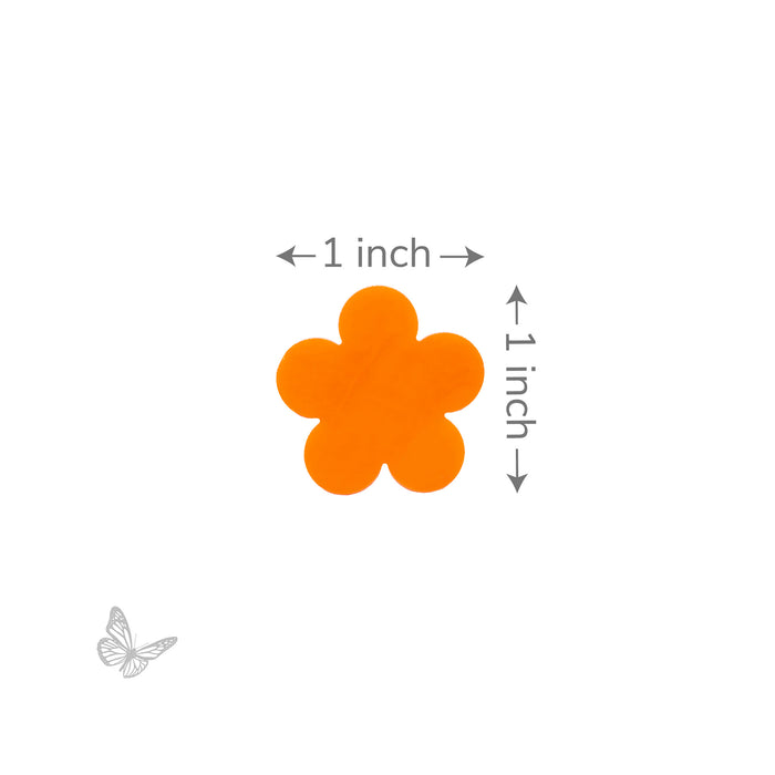 Orange flower shape with '1 inch' measurements on a white background