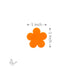 Orange flower shape with '1 inch' measurements on a white background