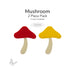 Two-piece mushroom glass design shown in red and marigold yellow, COE90 fusible glass