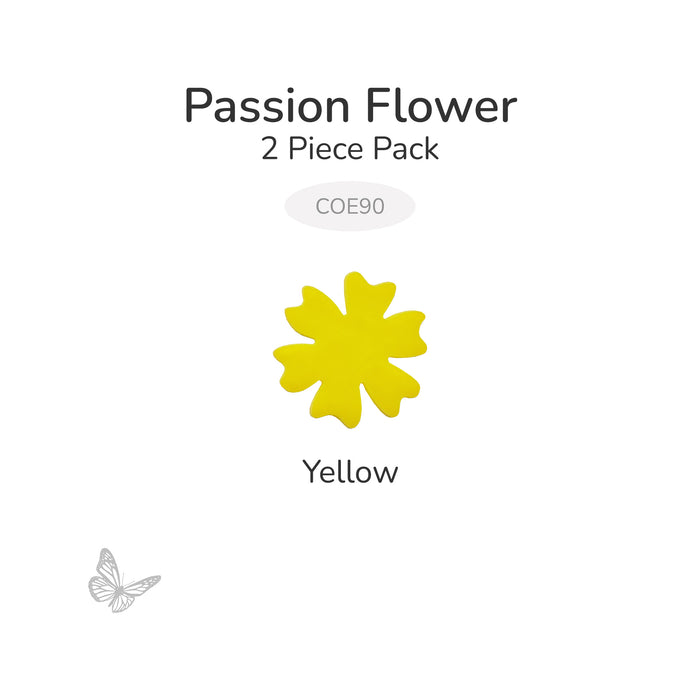 Yellow precut passion flower fusible glass shape, 2 piece pack, COE90.