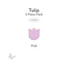 Single pink mini tulip precut glass shape on white background labeled COE90