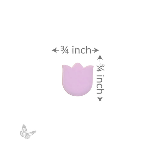 Pink mini tulip glass shape with measurement showing approximately 3/4 inch height and width