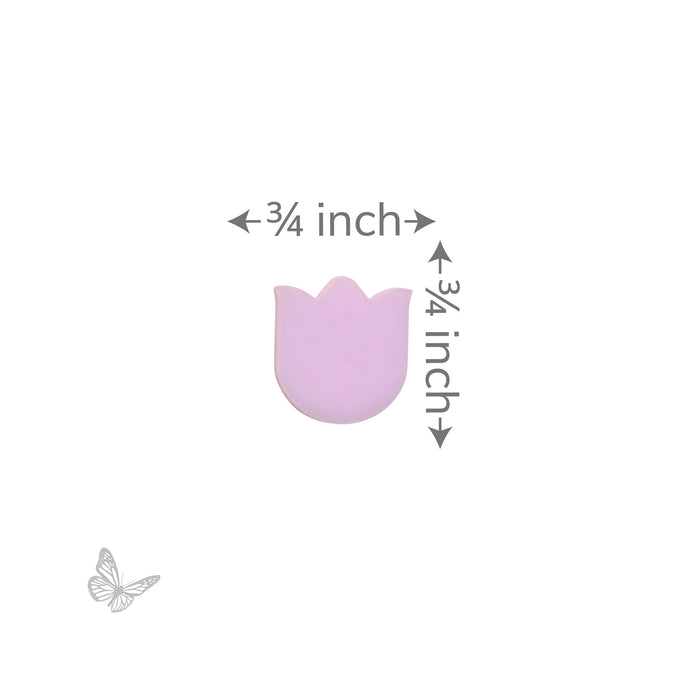 Pink mini tulip glass shape with measurement showing approximately 3/4 inch height and width