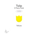 Single yellow mini tulip precut glass shape on white background labeled COE90