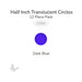 Precut translucent dark blue circle glass shape, 1/2 inch diameter, COE90 fusible glass for kiln forming and mosaics.