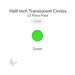 Precut translucent green circle glass shape, 1/2 inch diameter, COE90 fusible glass for glass fusing and mosaic art.