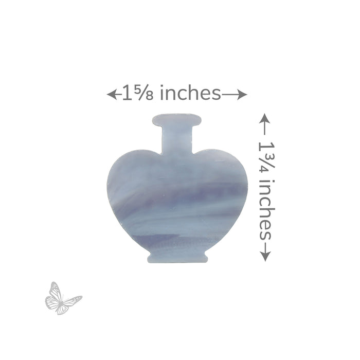 Size reference for COE 90 fusible precut Potion Bottle showing approximate dimensions.