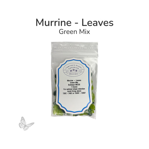 Leaf murrine green mix packaged in a clear bag, COE 90 glass embellishments for fused glass art