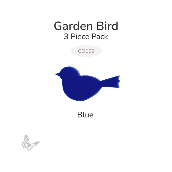 Blue precut garden bird glass shape, COE96, 3 piece pack.