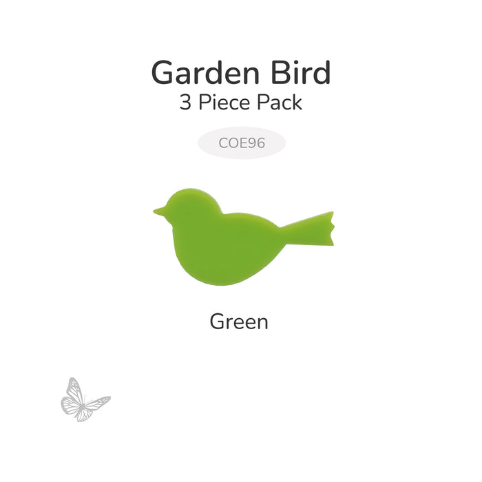 Green precut garden bird glass shape, COE96, 3 piece pack.