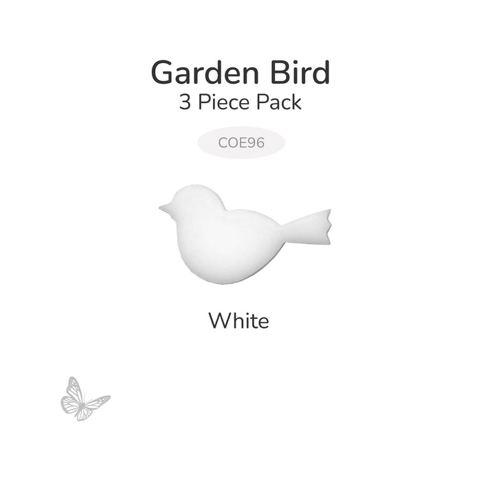 White precut garden bird glass shape, COE96, 3 piece pack.