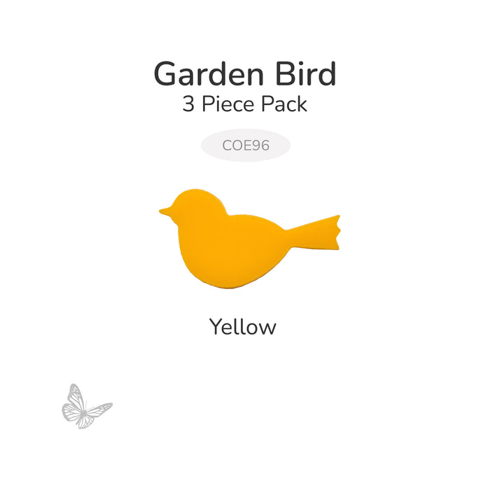 Yellow precut garden bird glass shape, COE96, 3 piece pack.