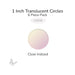 Precut translucent clear iridized circle glass shape, 1 inch diameter with iridescent surface, COE96 fusible glass.
