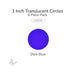 Precut translucent dark blue circle glass shape, 1 inch diameter, COE96 fusible glass for kiln forming and mosaics.
