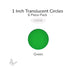 Precut translucent green circle glass shape, 1 inch diameter, COE96 fusible glass for glass fusing and mosaic art.
