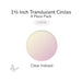 Precut translucent clear iridized circle glass shape, 1 1/2 inch diameter with iridescent surface, COE96 fusible glass.
