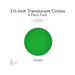 Precut translucent green circle glass shape, 1 1/2 inch diameter, COE96 fusible glass for glass fusing and mosaic art.
