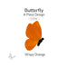 COE96 precut glass butterfly 4-piece design in wispy orange with black body