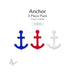 Bullseye COE90 anchor glass shapes displayed  in blue, red, and white. Sold as a 3 pack.
