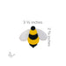 Bee glass design with dimensions labeled approximately 3 1/2 inches wide by 2 5/8 inches tall