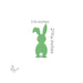 Green bunny shape with measurements on a white background