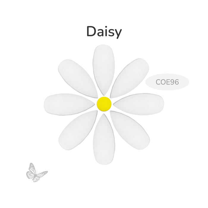 Precut Oceanside COE96 daisy glass set with white petal shapes and yellow round center