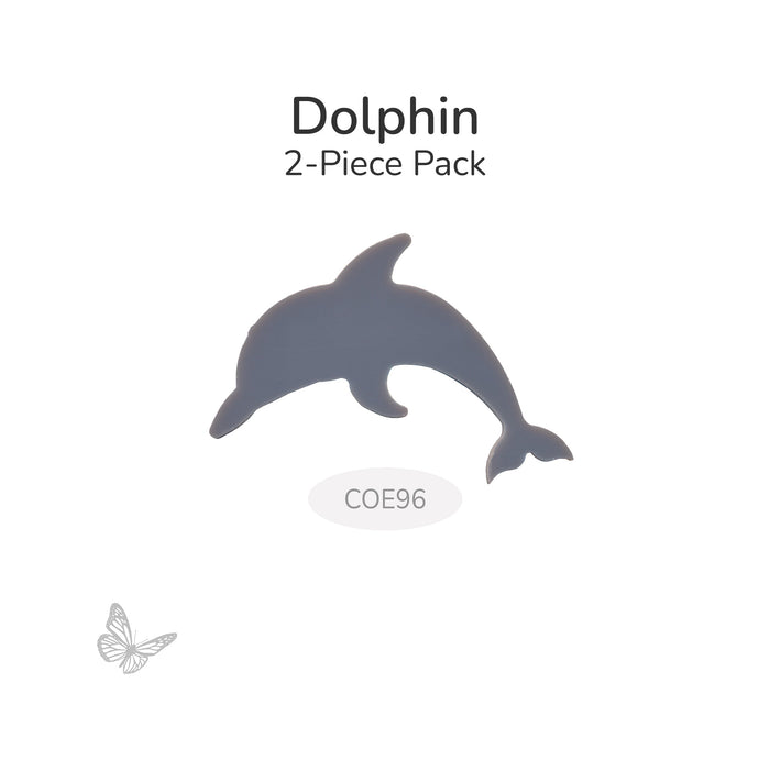 Oceanside COE96 dolphin glass shape shown on white background, 2-piece pack