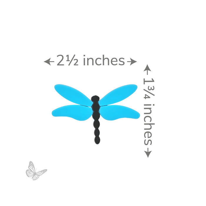 Dragonfly precut glass design with dimensions shown as 2 1/2 inches wide by 1 3/4 inches tall. COE96
