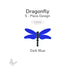 Dark blue dragonfly precut glass design made from five pieces, labeled COE96, shown on a white background.