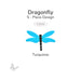 Turquoise Blue dragonfly precut glass design made from five pieces, labeled COE96, shown on a white background.