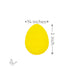 Single yellow egg-shaped glass piece with size dimensions labeled 1 inch tall by 3/4 inch wide.