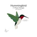 7-piece glass hummingbird design with COE96 stamp on a white background