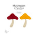 Two-piece mushroom glass design shown in red and marigold yellow, COE96 fusible glass