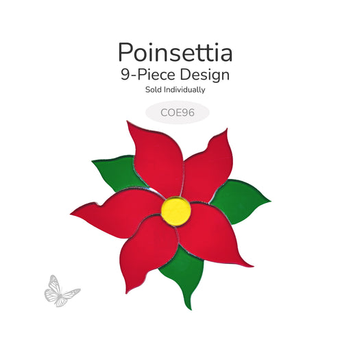Precut 9-piece poinsettia glass design in Oceanside COE96.
