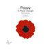 Red poppy design on a white background with text indicating it's a 5-piece design. COE96