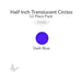 Precut translucent dark blue circle glass shape, 1/2 inch diameter, COE96 fusible glass for kiln forming and mosaics.
